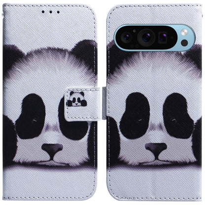 For Google Pixel 9 Coloured Drawing Flip Leather Phone Case(Panda) by buy2fix