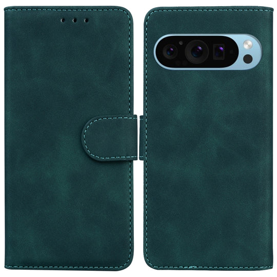 For Google Pixel 9 Pro Skin Feel Pure Color Flip Leather Phone Case(Green)
