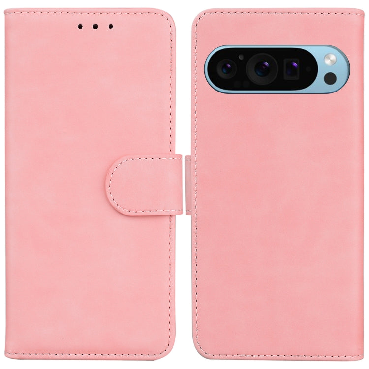 For Google Pixel 9 Pro Skin Feel Pure Color Flip Leather Phone Case(Pink) by buy2fix