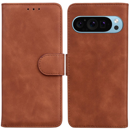 For Google Pixel 9 Pro Skin Feel Pure Color Flip Leather Phone Case(Brown) by buy2fix