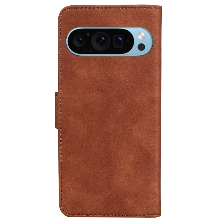 For Google Pixel 9 Pro Skin Feel Pure Color Flip Leather Phone Case(Brown) by buy2fix