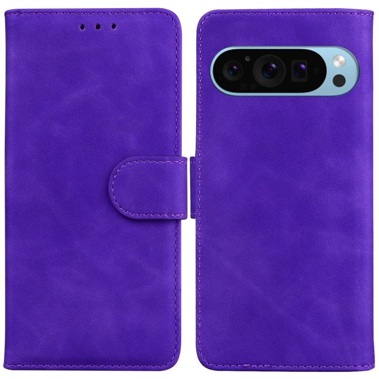 For Google Pixel 9 Skin Feel Pure Color Flip Leather Phone Case(Purple) by buy2fix