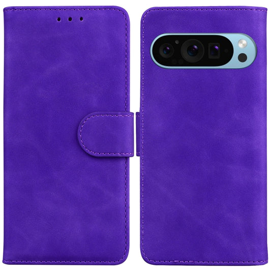 For Google Pixel 9 Skin Feel Pure Color Flip Leather Phone Case(Purple) by buy2fix