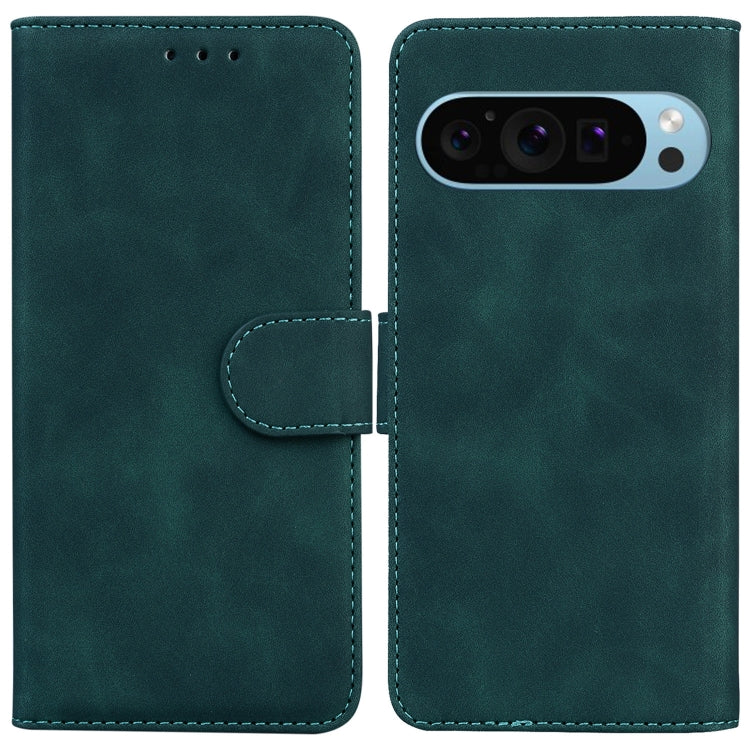 For Google Pixel 9 Skin Feel Pure Color Flip Leather Phone Case(Green) by buy2fix
