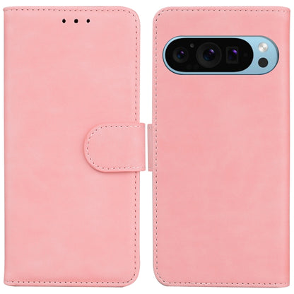 For Google Pixel 9 Skin Feel Pure Color Flip Leather Phone Case(Pink) by buy2fix