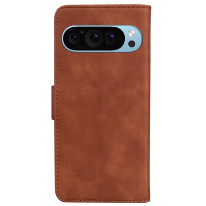 For Google Pixel 9 Skin Feel Pure Color Flip Leather Phone Case(Brown) by buy2fix