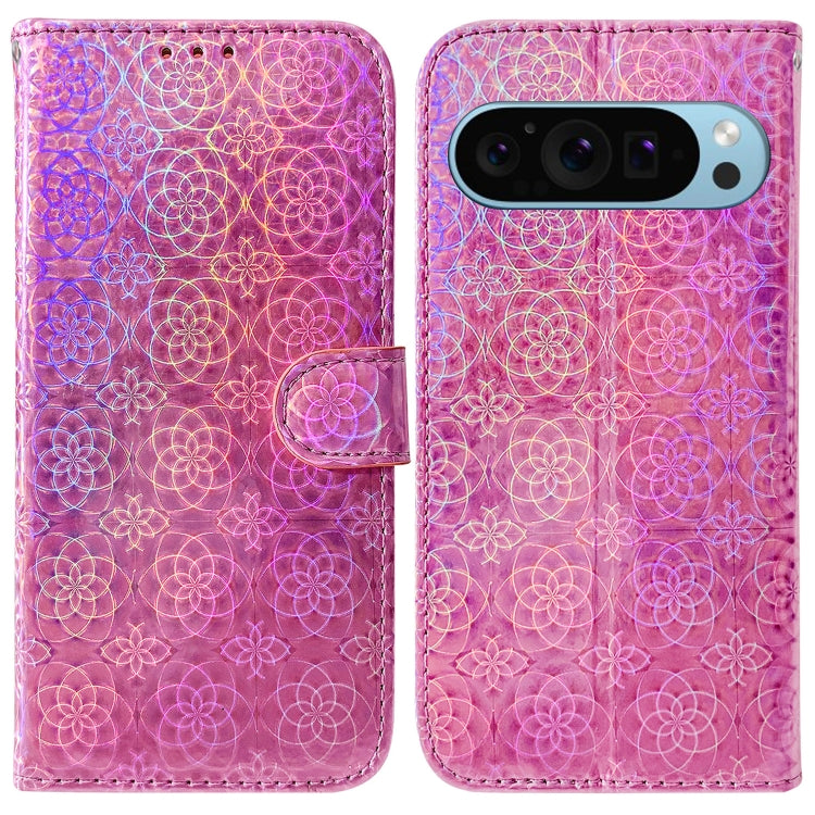 For Google Pixel 9 Pro Colorful Magnetic Buckle Leather Phone Case(Pink) by buy2fix