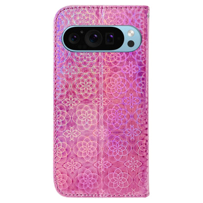 For Google Pixel 9 Pro Colorful Magnetic Buckle Leather Phone Case(Pink) by buy2fix
