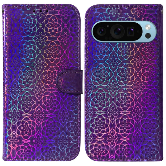 For Google Pixel 9 Colorful Magnetic Buckle Leather Phone Case(Purple) by buy2fix