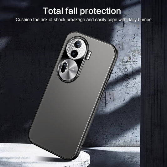 For OPPO Reno11 Global R-JUST RJ-61 Electroplating Frosted TPU + PC Phone Case(Silver) - OPPO Cases by R-JUST | Online Shopping UK | buy2fix