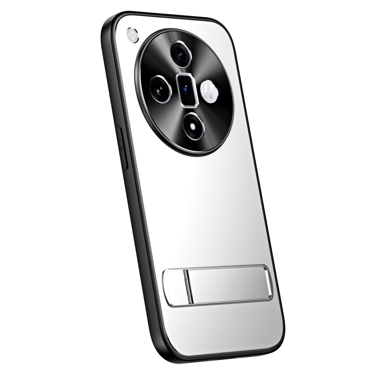 For OPPO Find X7 R-JUST RJ-61 Electroplating Frosted TPU + PC Phone Case with Holder(Silver) - OPPO Cases by R-JUST | Online Shopping UK | buy2fix