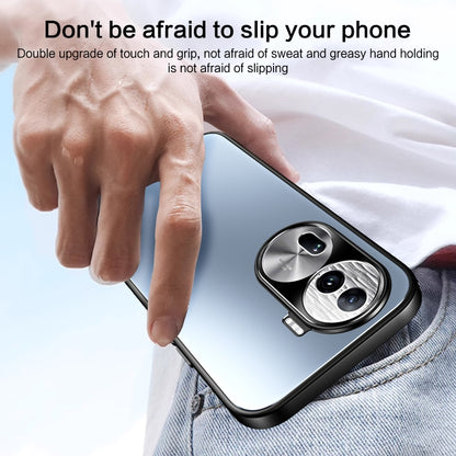 For OPPO Reno11 Global R-JUST RJ-61 Electroplating Frosted TPU + PC Phone Case with Holder(Grey) - OPPO Cases by R-JUST | Online Shopping UK | buy2fix