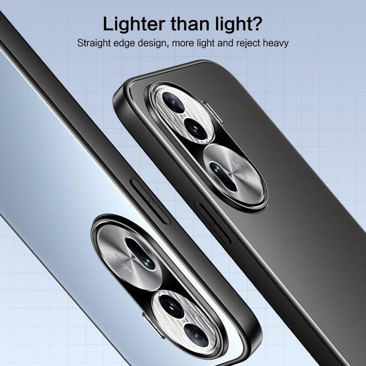 For OPPO Reno11 Global R-JUST RJ-61 Electroplating Frosted TPU + PC Phone Case with Holder(Silver) - OPPO Cases by R-JUST | Online Shopping UK | buy2fix