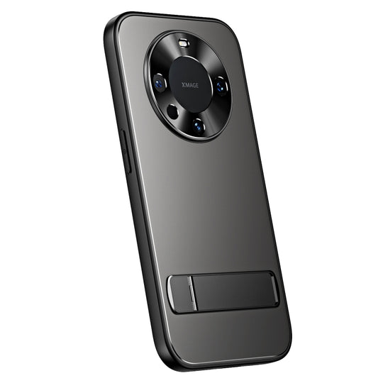 For Huawei Mate 60 Pro R-JUST RJ-61 Electroplating Frosted TPU + PC Phone Case with Holder(Grey)