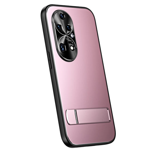 For Huawei P50 Pro R-JUST RJ-61 Electroplating Frosted TPU + PC Phone Case with Holder(Pink) - Huawei Cases by R-JUST | Online Shopping UK | buy2fix