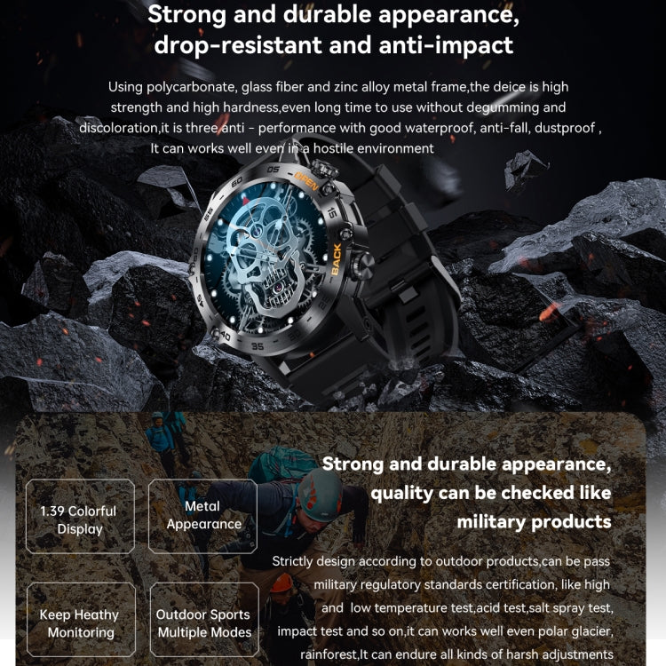 K52 1.39 inch IPS Square Screen Smart Watch Supports Bluetooth Calls(Black) by buy2fix