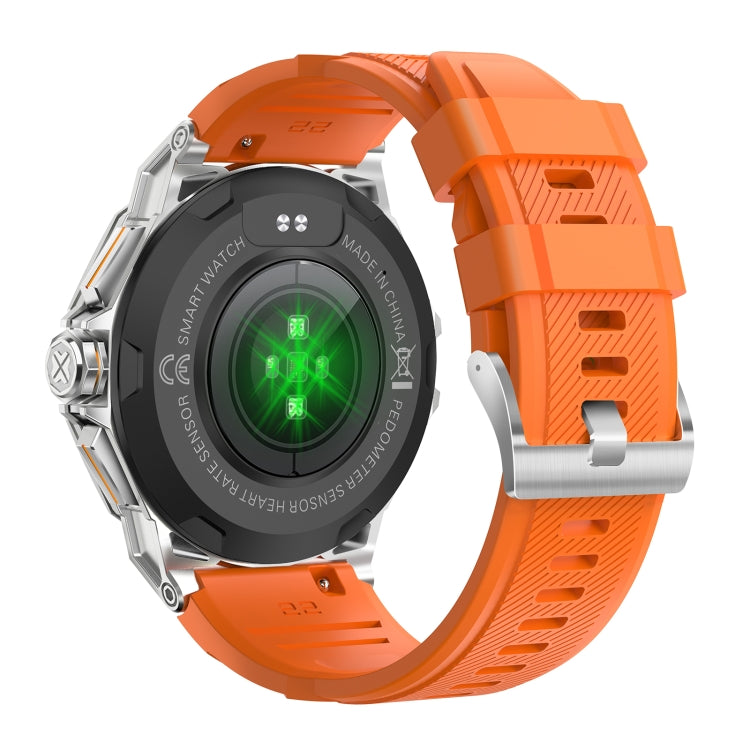 K62 1.43 inch AMOLED Round Screen Smart Watch Supports Bluetooth Calls(Silver Orange) by buy2fix