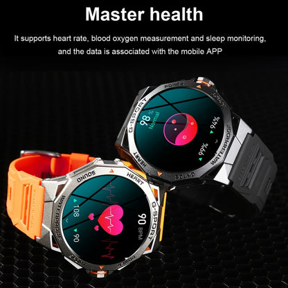 K62 1.43 inch AMOLED Round Screen Smart Watch Supports Bluetooth Calls(Silver Orange) by buy2fix
