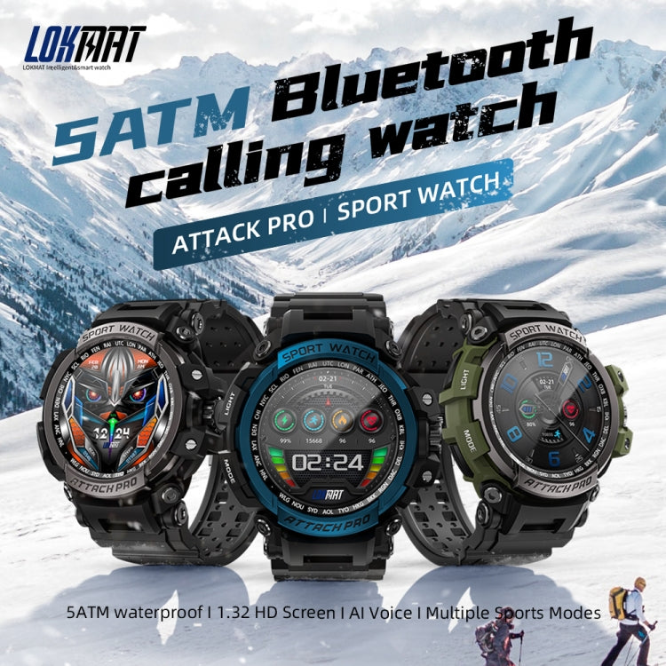 LOKMAT ATTACK Pro 1.39 inch BT5.1 Smart Sport Watch, Support Bluetooth Call / Sleep / Heart Rate / Blood Pressure Health Monitor(Blue Black) by buy2fix