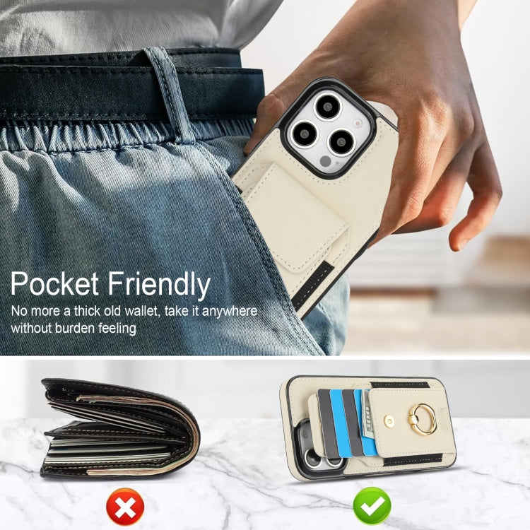 For iPhone 16 Pro Elastic Card Bag Ring Holder Phone Case(White) by buy2fix