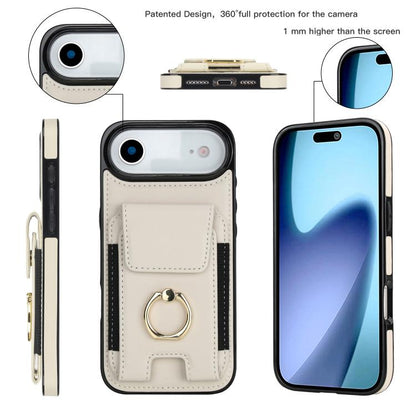 For iPhone Air Elastic Card Bag Ring Holder Phone Case(White) - iPhone Air Cases by buy2fix | Online Shopping UK | buy2fix