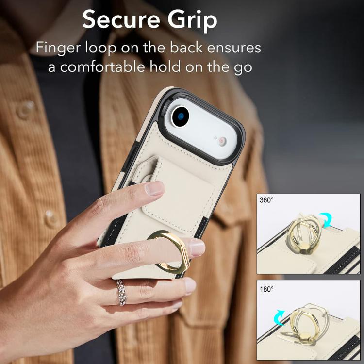 For iPhone Air Elastic Card Bag Ring Holder Phone Case(White) - iPhone Air Cases by buy2fix | Online Shopping UK | buy2fix