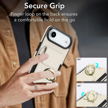 For iPhone Air Elastic Card Bag Ring Holder Phone Case(White) - iPhone Air Cases by buy2fix | Online Shopping UK | buy2fix