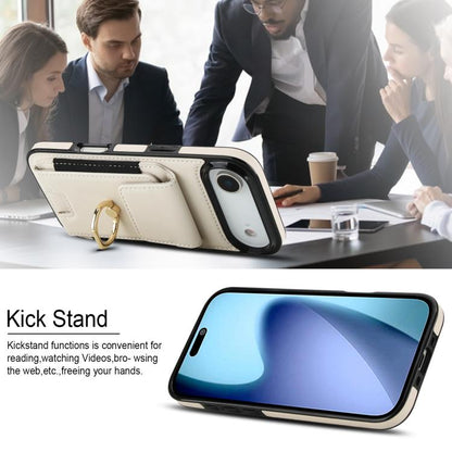 For iPhone Air Elastic Card Bag Ring Holder Phone Case(White) - iPhone Air Cases by buy2fix | Online Shopping UK | buy2fix