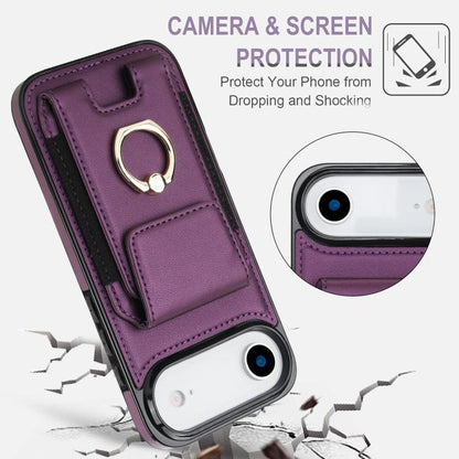 For iPhone Air Elastic Card Bag Ring Holder Phone Case(Purple) - iPhone Air Cases by buy2fix | Online Shopping UK | buy2fix