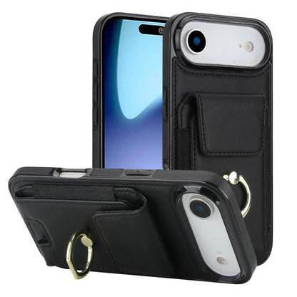 For iPhone Air Elastic Card Bag Ring Holder Phone Case(Black) - iPhone Air Cases by buy2fix | Online Shopping UK | buy2fix
