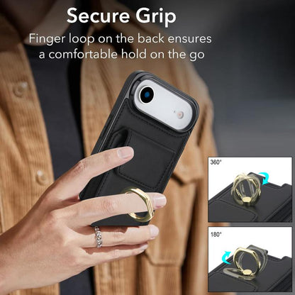 For iPhone Air Elastic Card Bag Ring Holder Phone Case(Black) - iPhone Air Cases by buy2fix | Online Shopping UK | buy2fix