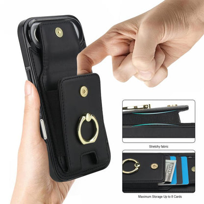 For iPhone Air Elastic Card Bag Ring Holder Phone Case(Black) - iPhone Air Cases by buy2fix | Online Shopping UK | buy2fix