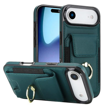 For iPhone Air Elastic Card Bag Ring Holder Phone Case(Dark Green) - iPhone Air Cases by buy2fix | Online Shopping UK | buy2fix