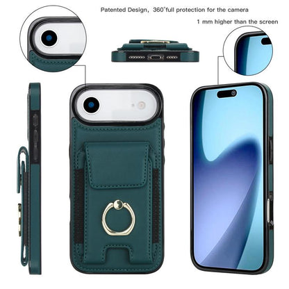 For iPhone Air Elastic Card Bag Ring Holder Phone Case(Dark Green) - iPhone Air Cases by buy2fix | Online Shopping UK | buy2fix