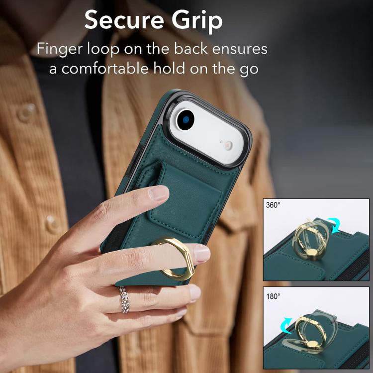 For iPhone Air Elastic Card Bag Ring Holder Phone Case(Dark Green) - iPhone Air Cases by buy2fix | Online Shopping UK | buy2fix