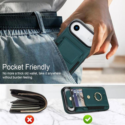 For iPhone Air Elastic Card Bag Ring Holder Phone Case(Dark Green) - iPhone Air Cases by buy2fix | Online Shopping UK | buy2fix