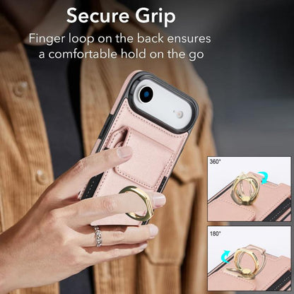 For iPhone Air Elastic Card Bag Ring Holder Phone Case(Rose Gold) - iPhone Air Cases by buy2fix | Online Shopping UK | buy2fix