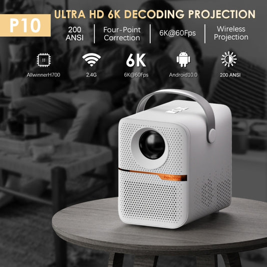 GXMO P10 Android 10 OS HD Portable WiFi Projector, Plug Type:US Plug(White) - Mini Projector by GXMO | Online Shopping UK | buy2fix