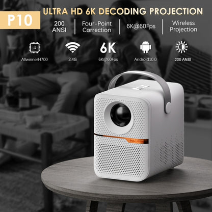 GXMO P10 Android 10 OS HD Portable WiFi Projector, Plug Type:UK Plug(White) - Mini Projector by GXMO | Online Shopping UK | buy2fix