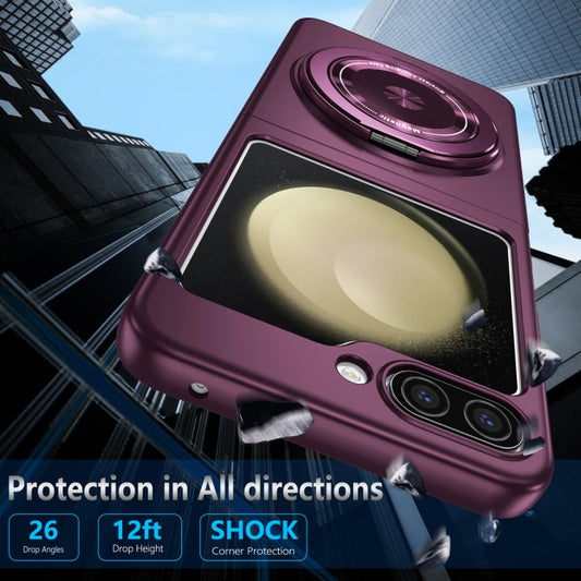 For Samsung Galaxy Z Flip4 5G 360 Degree Rotating Holder MagSafe PC Full Coverage Shockproof Phone Case(Purple) by buy2fix