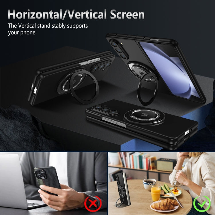 For Samsung Galaxy Z Fold3 5G 360 Degree Rotating Holder MagSafe PC Full Coverage Shockproof Phone Case(Black) by buy2fix