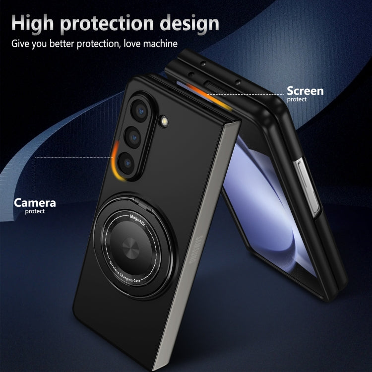 For Samsung Galaxy Z Fold3 5G 360 Degree Rotating Holder MagSafe PC Full Coverage Shockproof Phone Case(Black) by buy2fix