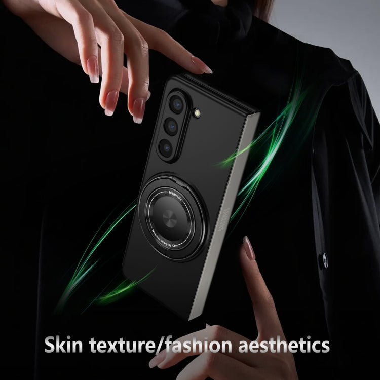 For Samsung Galaxy Z Fold4 5G 360 Degree Rotating Holder MagSafe PC Full Coverage Shockproof Phone Case(Black) by buy2fix