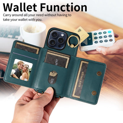 For iPhone 15 Pro Crossbodys Card Bag Ring Holder Leather Phone Case(Green) - iPhone 15 Pro Cases by buy2fix | Online Shopping UK | buy2fix