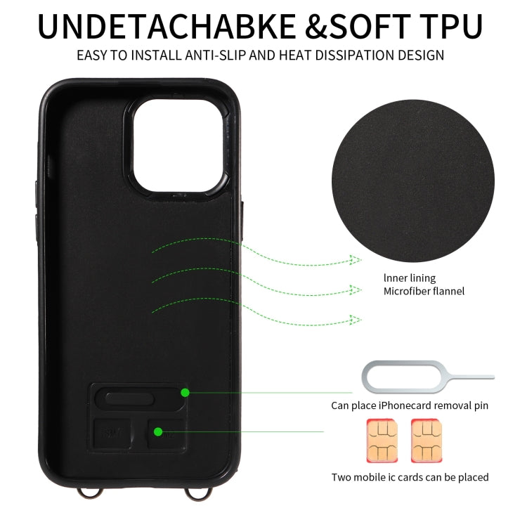 For iPhone 14 Pro Crossbodys Card Bag Ring Holder Leather Phone Case(Green) - iPhone 14 Pro Cases by buy2fix | Online Shopping UK | buy2fix