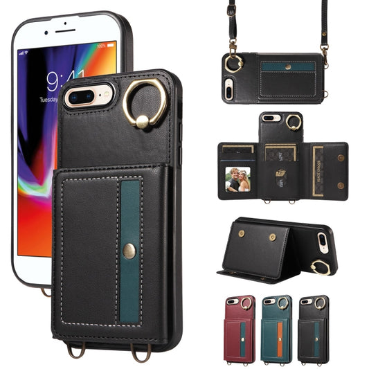 For iPhone 7 / 8 / SE 2022 Crossbodys Card Bag Ring Holder Leather Phone Case(Black) - iPhone SE 2022 / 2020 / 8 / 7 Cases by buy2fix | Online Shopping UK | buy2fix