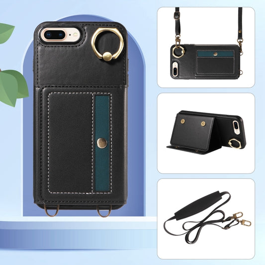 For iPhone 7 / 8 / SE 2022 Crossbodys Card Bag Ring Holder Leather Phone Case(Black) - iPhone SE 2022 / 2020 / 8 / 7 Cases by buy2fix | Online Shopping UK | buy2fix