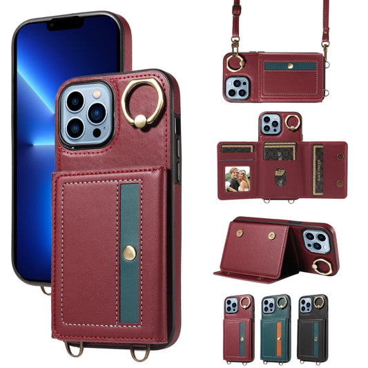 For iPhone 13 Pro Max Crossbodys Card Bag Ring Holder Leather Phone Case(Red) - iPhone 13 Pro Max Cases by buy2fix | Online Shopping UK | buy2fix