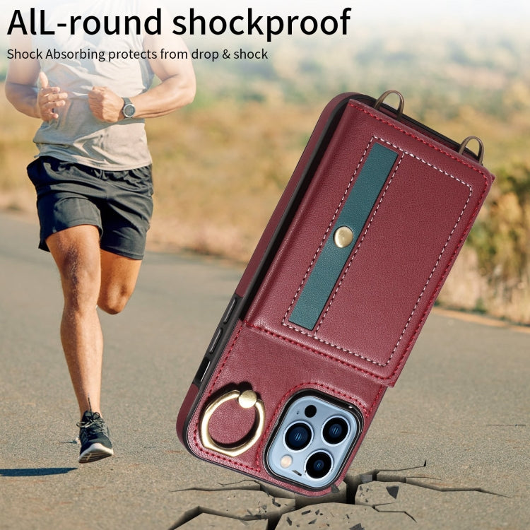 For iPhone 13 Pro Max Crossbodys Card Bag Ring Holder Leather Phone Case(Red) - iPhone 13 Pro Max Cases by buy2fix | Online Shopping UK | buy2fix