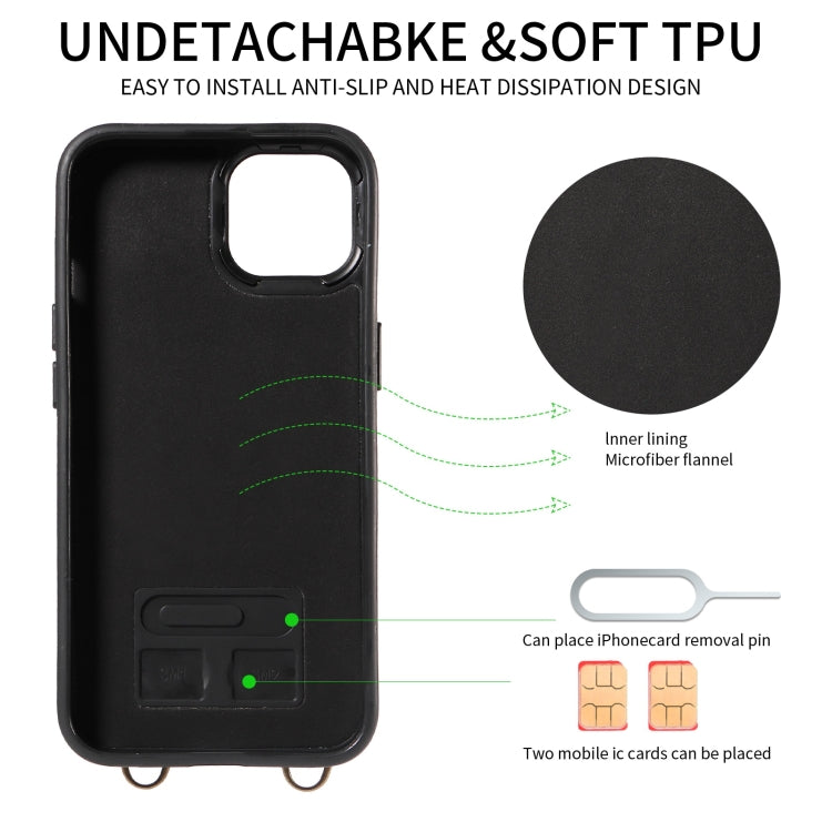 For iPhone 13 Crossbodys Card Bag Ring Holder Leather Phone Case(Black) - iPhone 13 Cases by buy2fix | Online Shopping UK | buy2fix